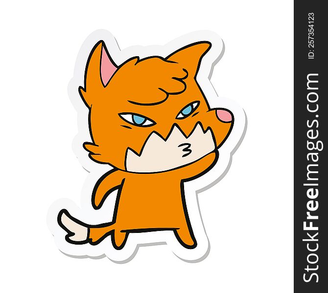 sticker of a clever cartoon fox