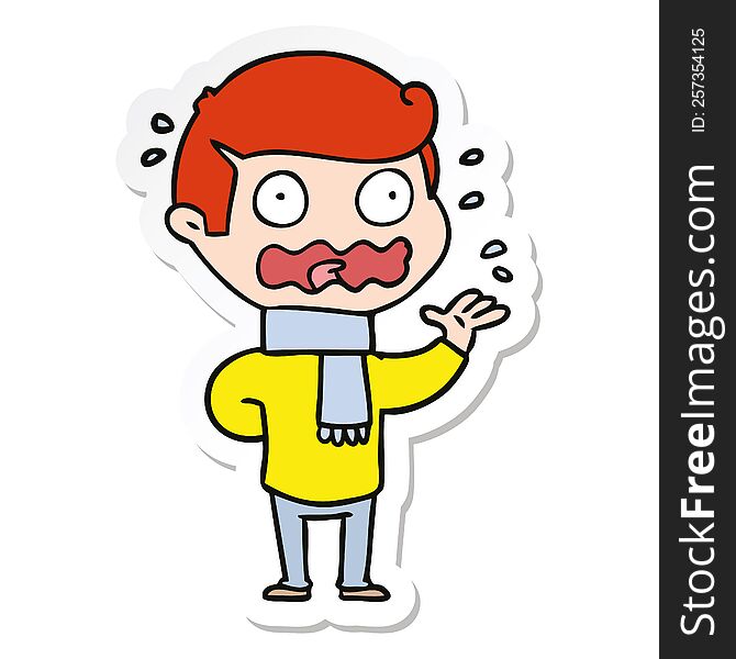 Sticker Of A Cartoon Man Totally Stressed Out