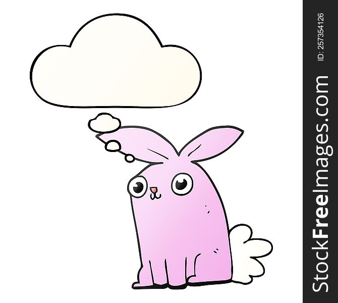 Cartoon Bunny Rabbit And Thought Bubble In Smooth Gradient Style