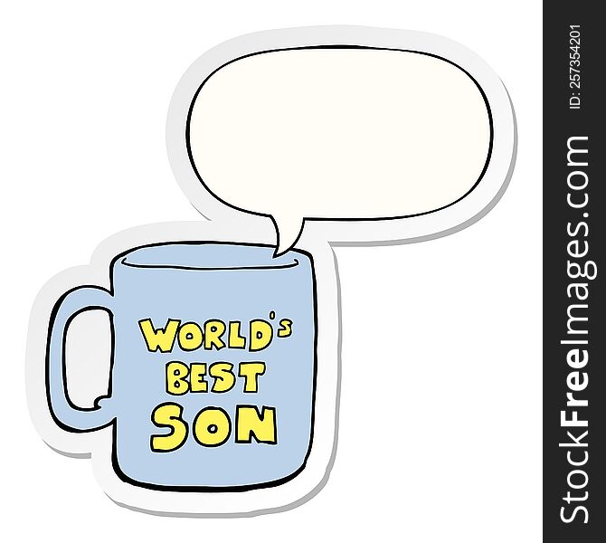 worlds best son mug with speech bubble sticker