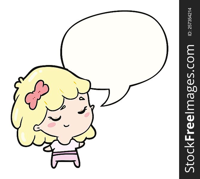 Cute Cartoon Happy Girl And Speech Bubble