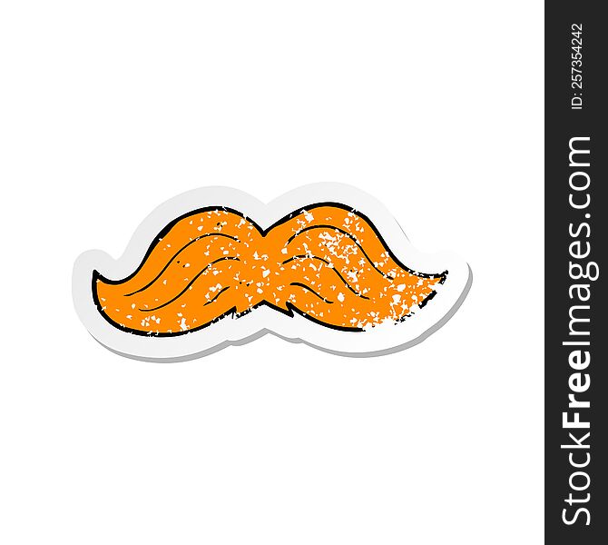Retro Distressed Sticker Of A Cartoon Ginger Mustache