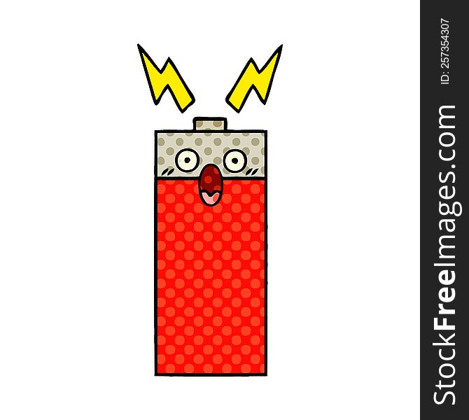 comic book style cartoon of a battery
