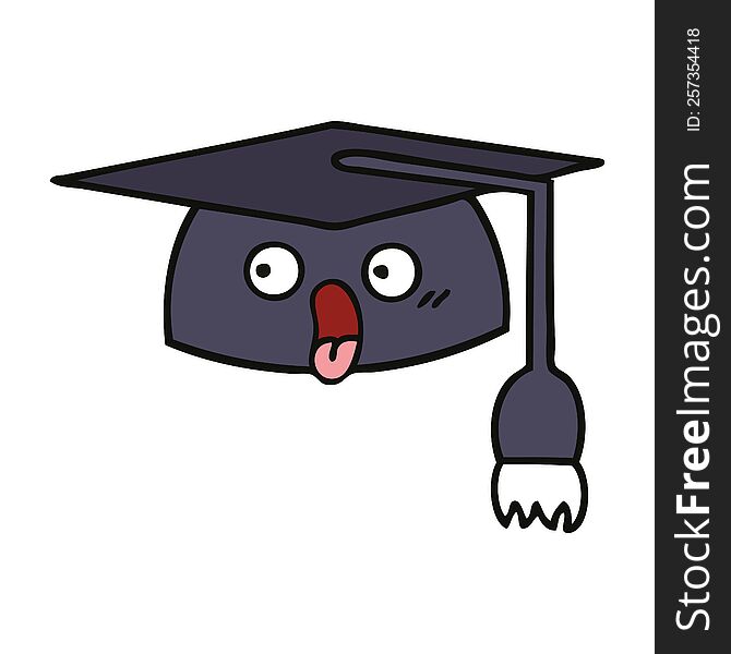 cute cartoon of a graduation hat. cute cartoon of a graduation hat