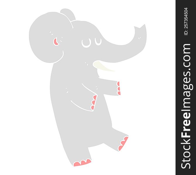 Flat Color Illustration Of A Cartoon Dancing Elephant