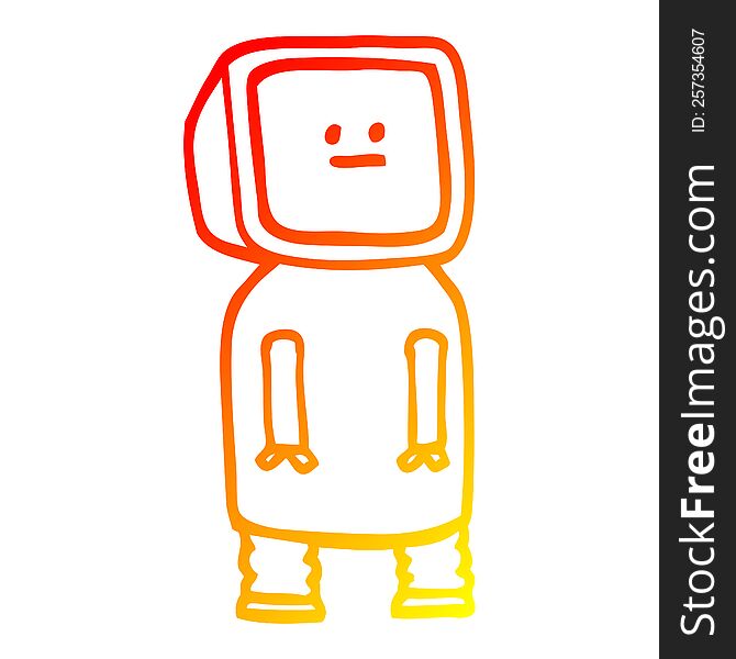 warm gradient line drawing of a cartoon funny robot