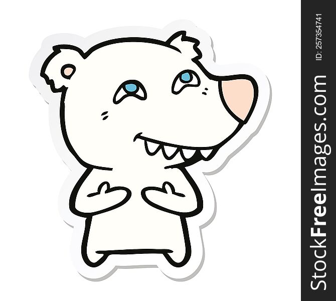 Sticker Of A Cartoon Polar Bear Showing Teeth