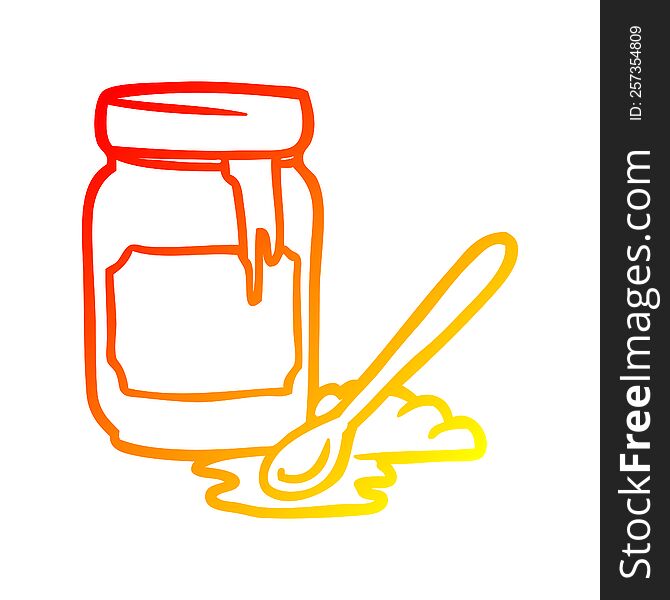 warm gradient line drawing of a jar of honey