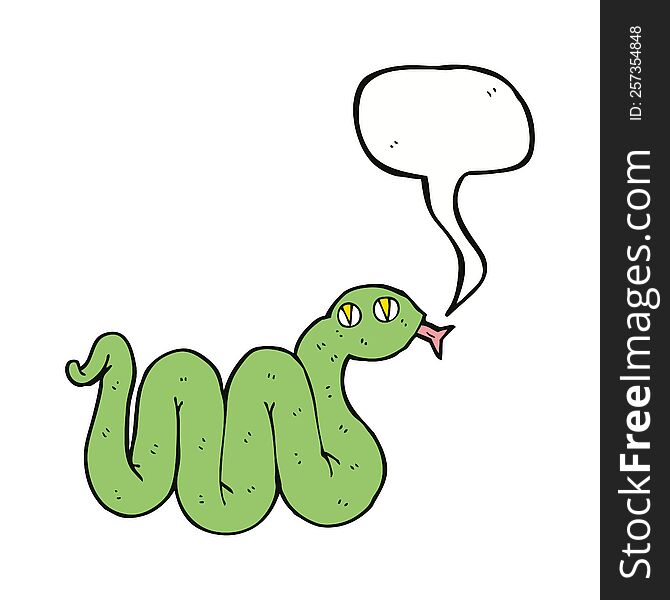 Funny Cartoon Snake With Speech Bubble