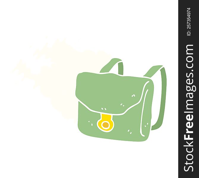Flat Color Illustration Of A Cartoon Backpack