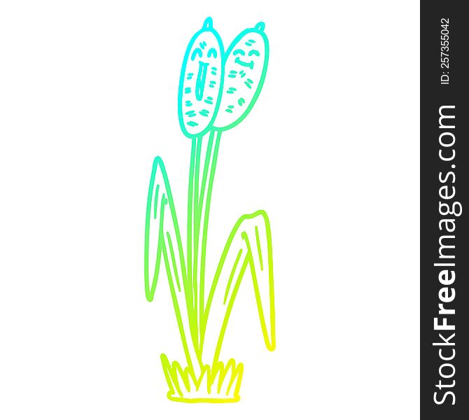cold gradient line drawing of a cartoon bullrush