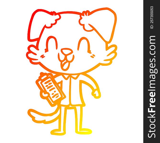 warm gradient line drawing of a laughing cartoon dog boss