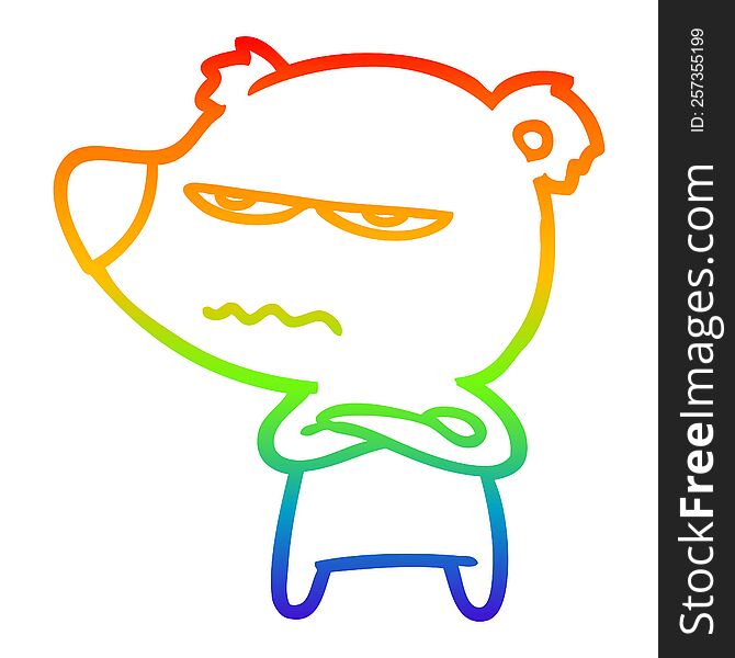Rainbow Gradient Line Drawing Angry Bear Cartoon