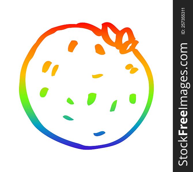 rainbow gradient line drawing of a cartoon grapefruit