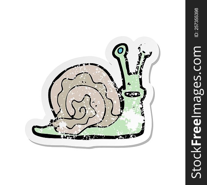 retro distressed sticker of a cartoon snail