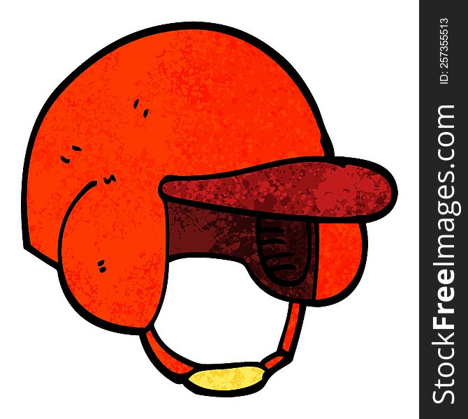 grunge textured illustration cartoon baseball helmet