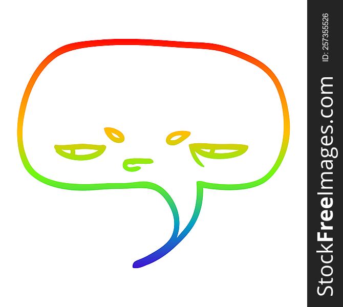 rainbow gradient line drawing of a cartoon speech bubble with face