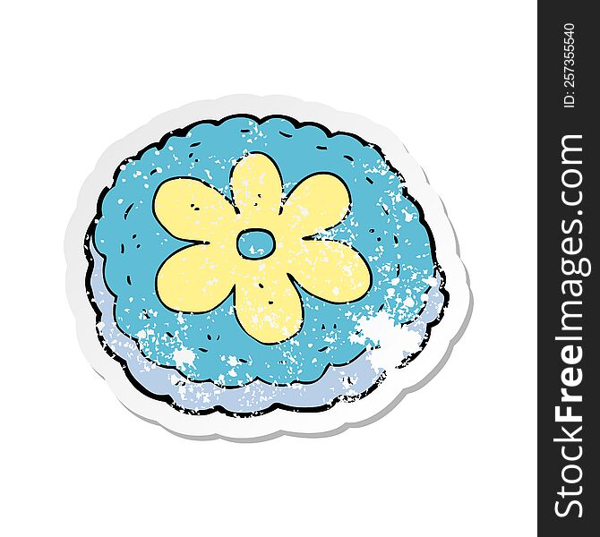 retro distressed sticker of a cartoon baked biscuit