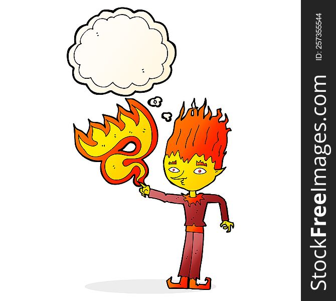 Fire Spirit Cartoon With Thought Bubble