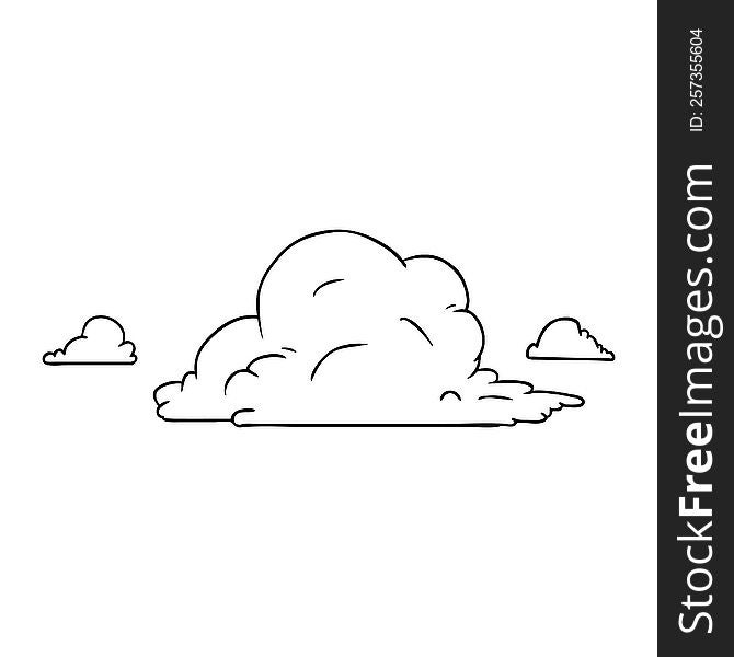 Line Drawing Doodle Of White Large Clouds