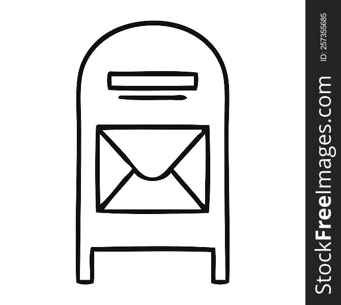 line drawing cartoon of a mail box