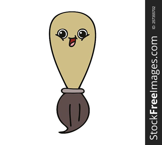 cute cartoon of a paint brush. cute cartoon of a paint brush