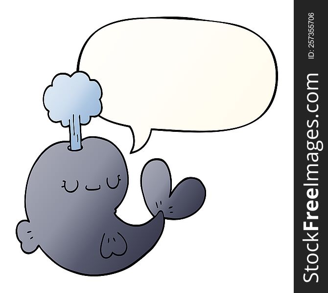 Cute Cartoon Whale And Speech Bubble In Smooth Gradient Style