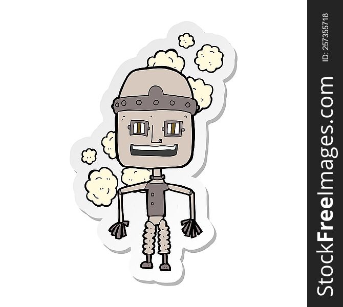 Sticker Of A Funny Cartoon Old Robot