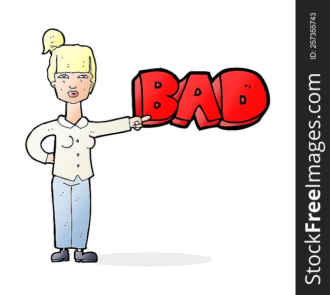 Cartoon Woman Pointing Out The Bad