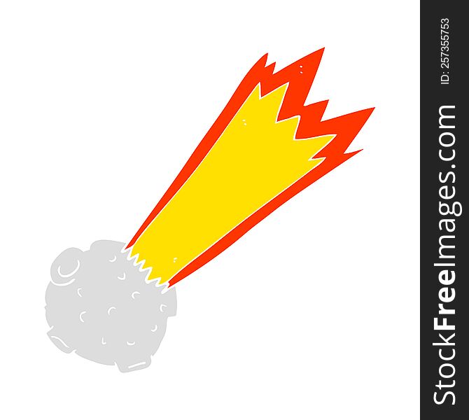 Flat Color Illustration Of A Cartoon Meteor