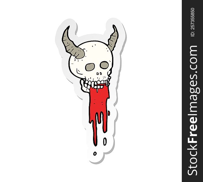 sticker of a cartoon spooky halloween skull