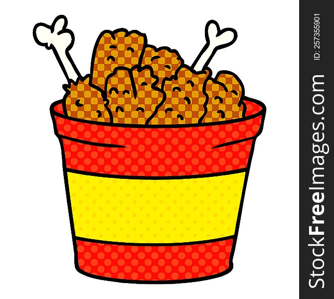 Cartoon Doodle Bucket Of Fried Chicken