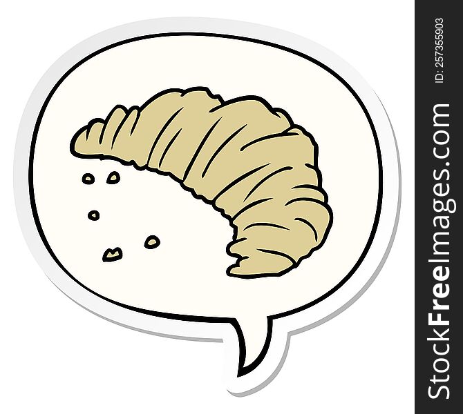 Cartoon Croissant And Speech Bubble Sticker
