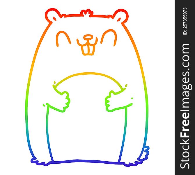 Rainbow Gradient Line Drawing Cartoon Happy Gopher