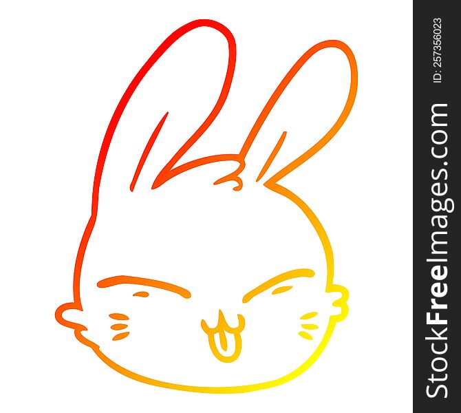 Warm Gradient Line Drawing Cartoon Rabbit Face