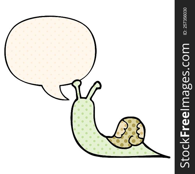 Cartoon Snail And Speech Bubble In Comic Book Style