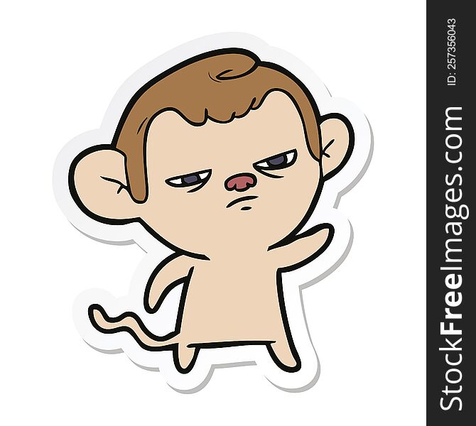 Sticker Of A Cartoon Annoyed Monkey