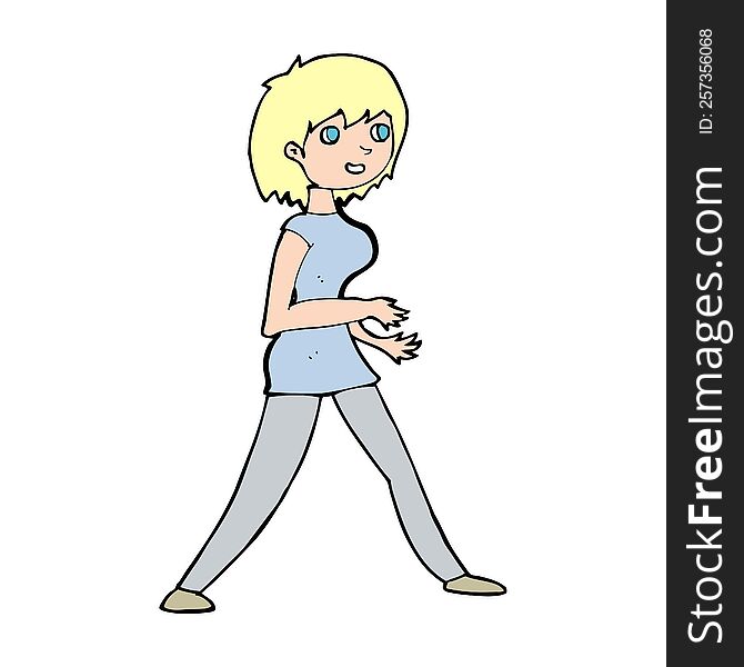 cartoon woman walking
