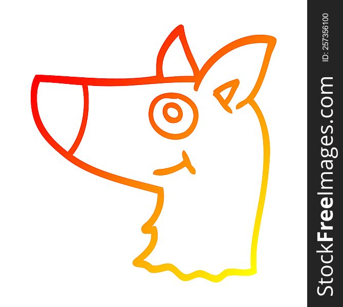 Warm Gradient Line Drawing Cartoon Happy Dog Face