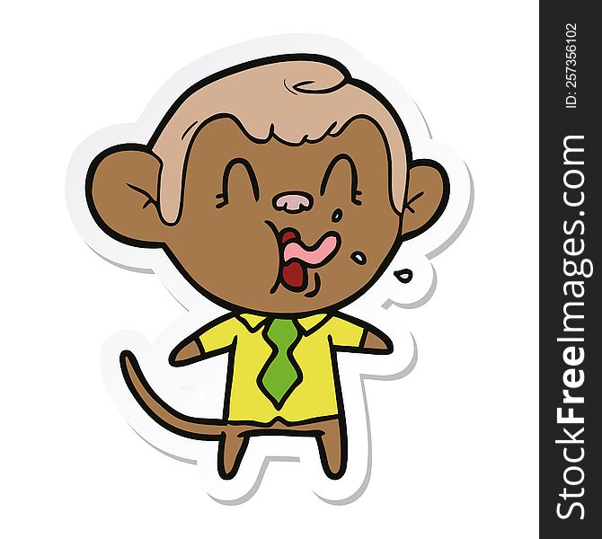 Sticker Of A Crazy Cartoon Business Monkey