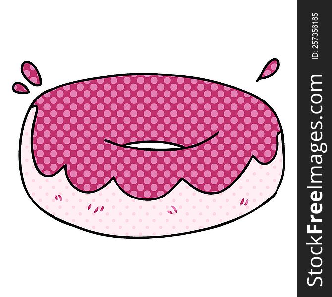 comic book style quirky cartoon iced donut. comic book style quirky cartoon iced donut