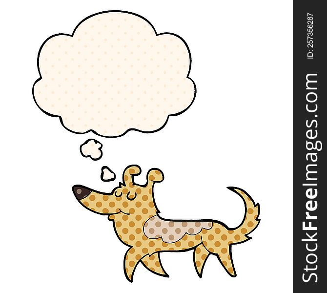 Cartoon Dog And Thought Bubble In Comic Book Style