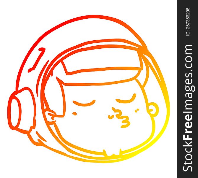 Warm Gradient Line Drawing Cartoon Astronaut Face