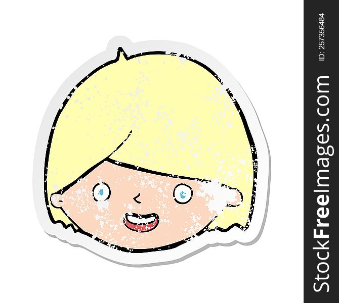 Retro Distressed Sticker Of A Cartoon Happy Face