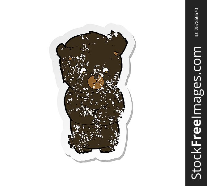 Retro Distressed Sticker Of A Cute Cartoon Black Bear
