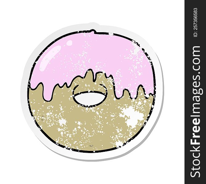 Distressed Sticker Of A Cartoon Donut