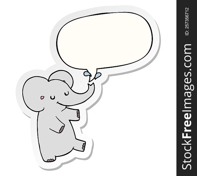 Cartoon Dancing Elephant And Speech Bubble Sticker