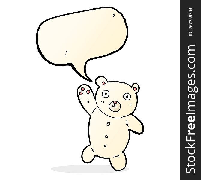 Cartoon Cute Polar Teddy Bear With Speech Bubble