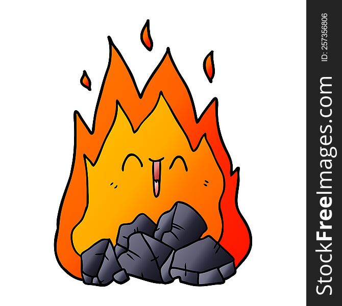 cartoon blazing coal fire. cartoon blazing coal fire