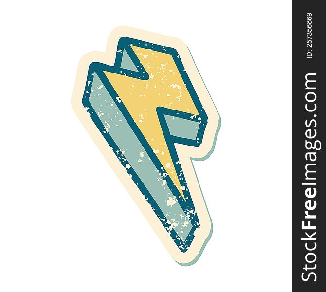 Distressed Sticker Tattoo Style Icon Of Lightning  Bolt